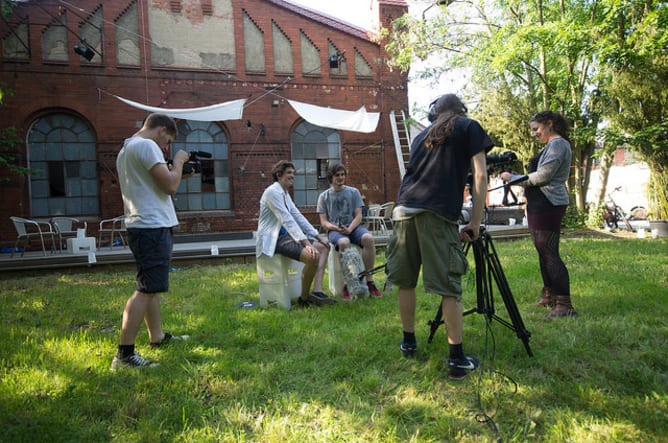 Interview auf dem Festivalgelände. Foto: Martin Melcher