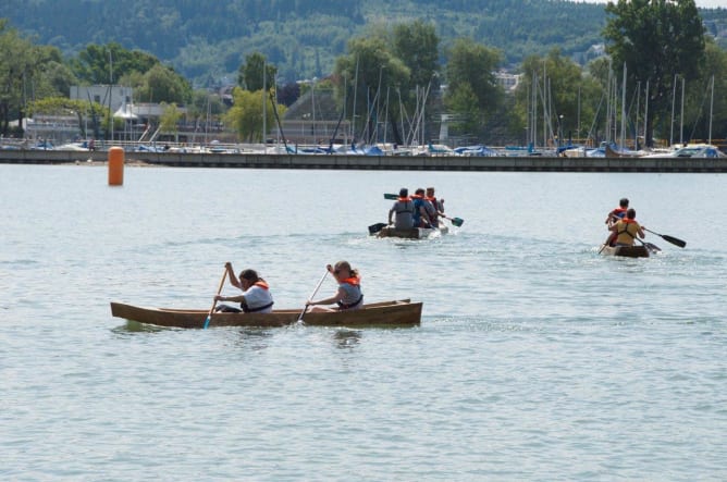 Log boat regatta in Biel, edition 2015