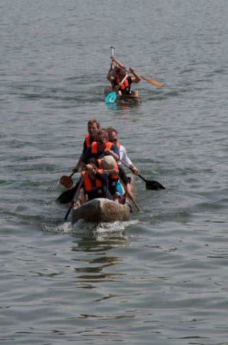 Log boat regatta in Biel, edition 2015