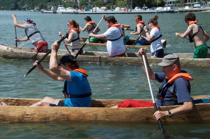 Log boat regatta in Biel, edition 2015