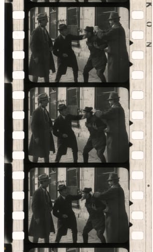 A frame scan from the film DIE STADT OHNE JUDEN