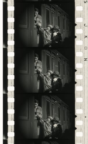 A frame scan from the film DIE STADT OHNE JUDEN