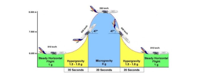 Figure 1: The process of a parabolic flight