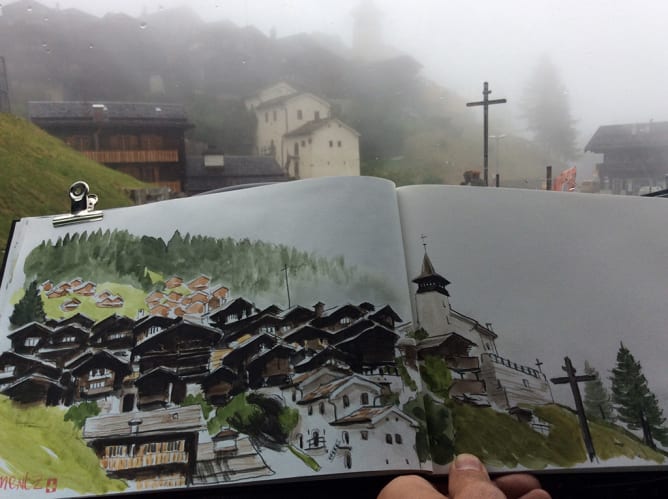 Grimentz dans la brume