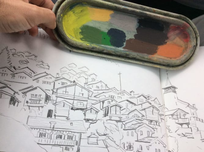 Neocolor II on the palette