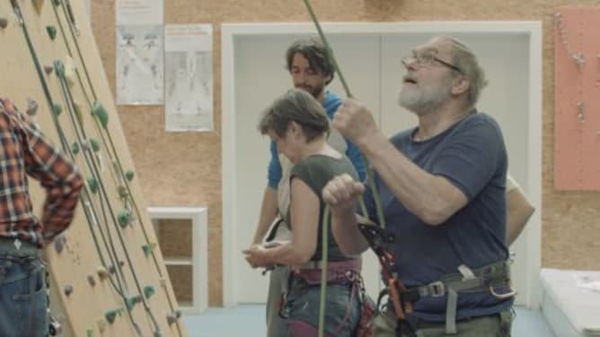 Concentration while belaying!