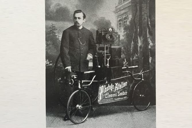 Clemens Seeber with his tricylce 1888