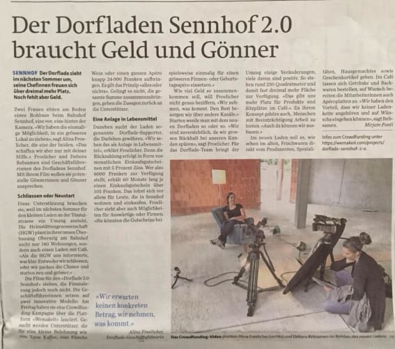 Artikel in der «Landbote»-Zeitung am 01.11.17