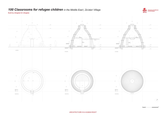 Le plan de la salle de classe fait de sacs de sable par EAHR! Image ©EAHR