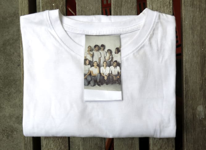 White t-shirt with March Issue label