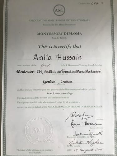 My AMI Diploma AUGUST 2011. 