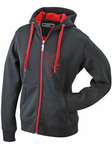 Vorschau schwarzer Hoodie rot bestickt