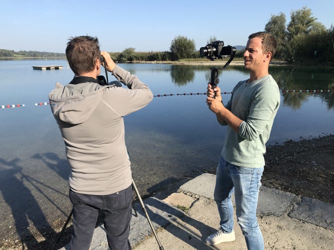 Immer noch Sommerstimmung am Pfäffikersee - wann kommt der Herbst? Videoaufnahmen für die Naturzentrums-Ausstellung.