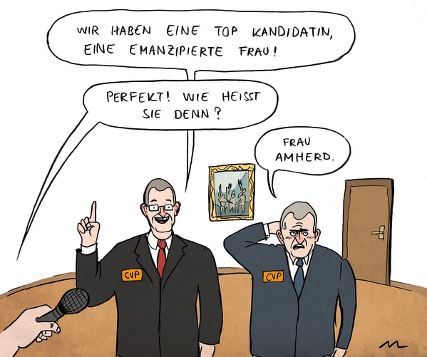 Lutz' Cartoon zu Amherd, bevor sie zur Bundesrätin gewählt wurde.