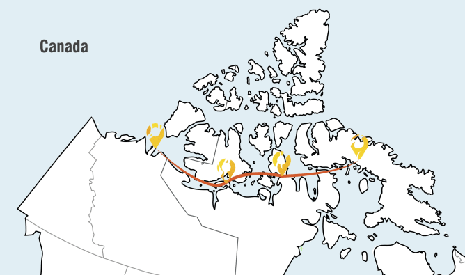 Carte du trajet de l'expédition 