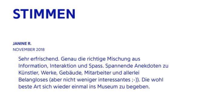 Feedback von Teilnehmern aus vorgangenen #letsmuseeum-Touren 