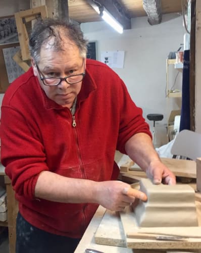 Dieter Baumann in his pottery