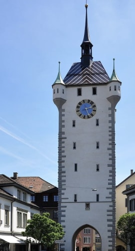 Der Stadtturm, das Wahrzeichen von Baden