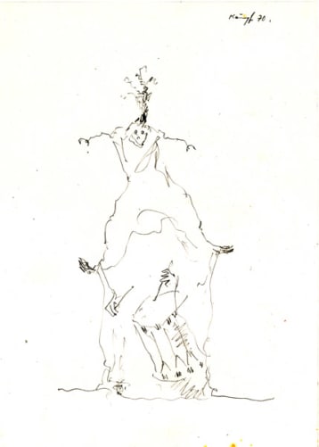 Zeichnung s/w, Fasnacht, 1970