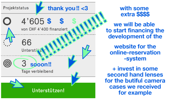 Extra money – strech our project ! Thx 1000x