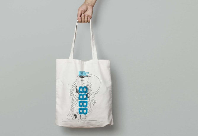 bag printed with a drawing by Bogdanović