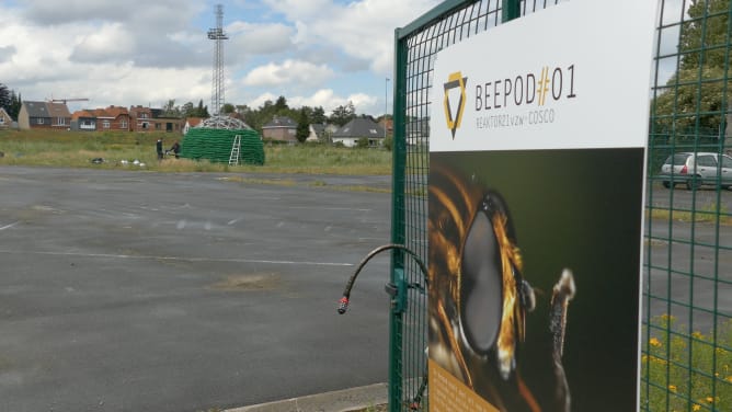 Der Beepod in Gent, wo sich Kunst und Ökologie treffen.