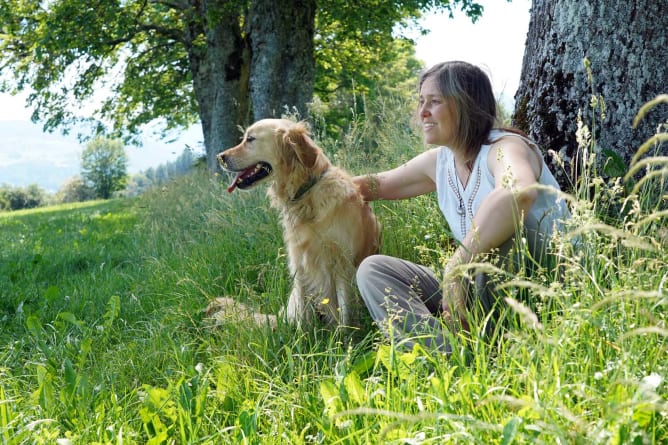 Auf dem Bözingenberg mit meiner Hundin Nala.