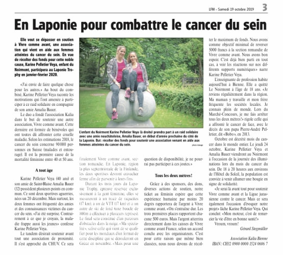 Article dans le Journal le Franc-Montagnard