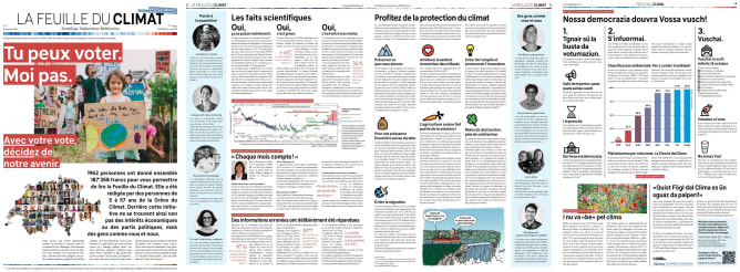 La Feuille du Climat, projet de tout-ménage de la Grève du Climat Suisse