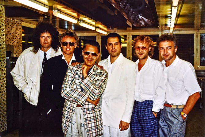 David Richards (5th from left) with Queen and Claude Nobs