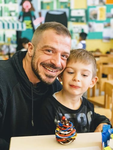 Luca Pezzi con il figlio Alessandro