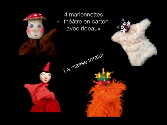 Quatre marionnettes sur mesure et un théâtre!