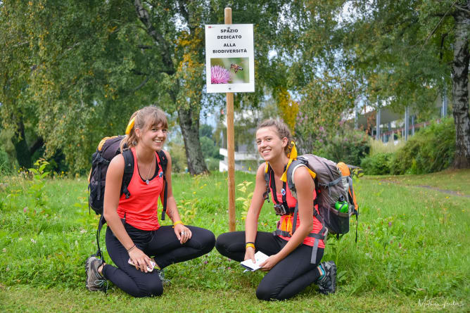 The Quinquard sisters at the checkpoint on biodiversity