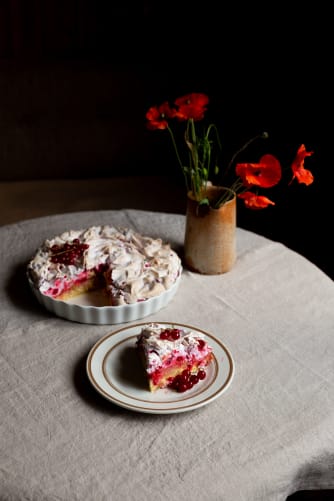 Johannisbeerkuchen mit Meringues, so fein!