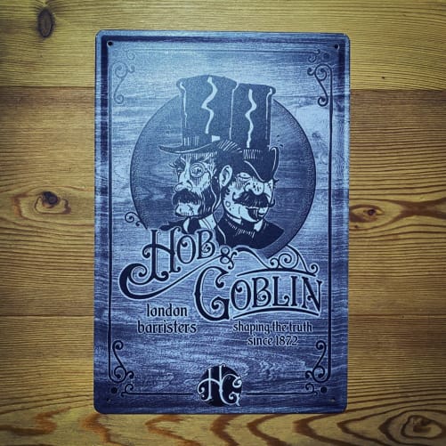 Blechschild HOB & GOBLIN (Teil der Prämie No. VII – Assistent)