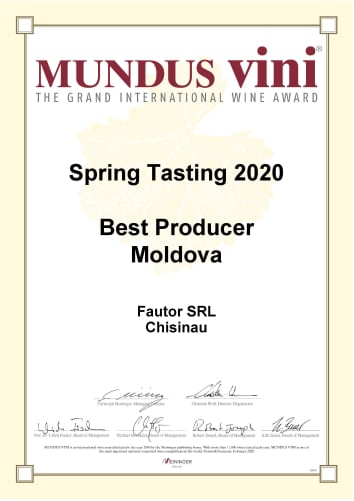 Best Producer Moldova - Spring Tasting 2020 - MONDUS VINI