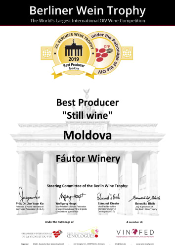 Meilleur producteur 2019 - «Vin tranquille» Moldavie - Berliner Wein Trophy