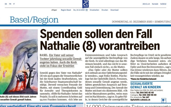 Artikel zu «Fall Nathalie»/ 20minuten 10.12.2020