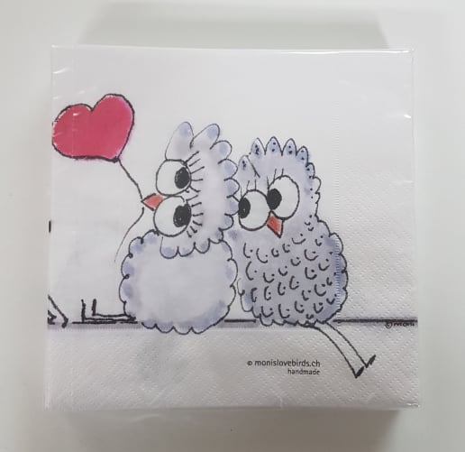 25 Papierservietten mit Lovebirds