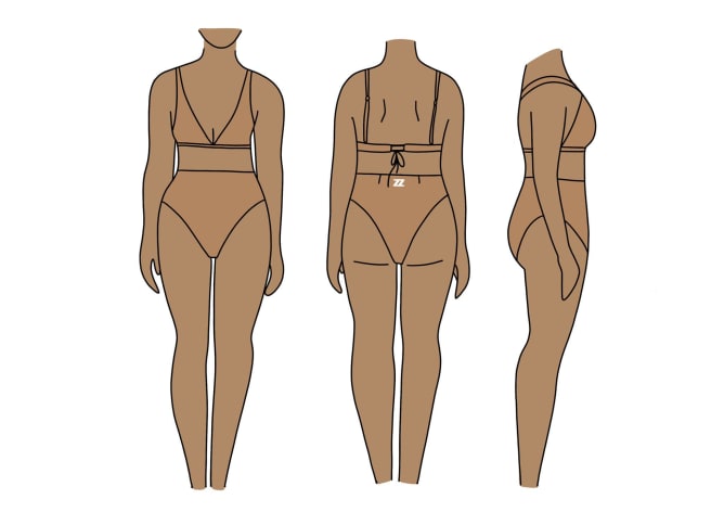 Wilderness collection sketches - Shiny sand - High waisted, high support, medium cheeky