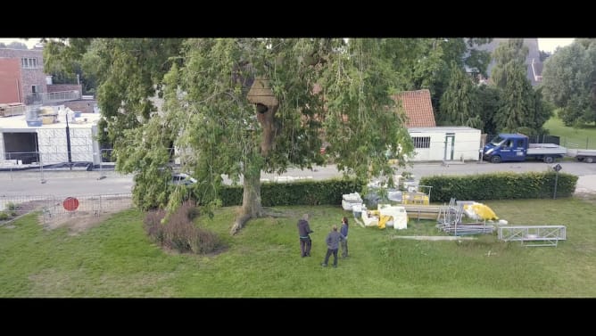 Bassevelde combines a children’s playground with a ’sun hive' in a public tree.