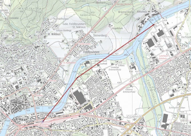 Die Gondelbahn führt vom Hauptbahnhof Solothurn ins Attisholz, mit einer Mittelstation in Zuchwil