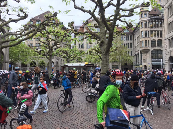 Velodemo beim Klimapavillon