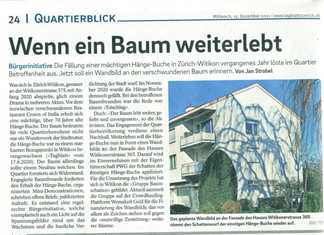 Artikel Zürcher Tagblatt 15.12.2021