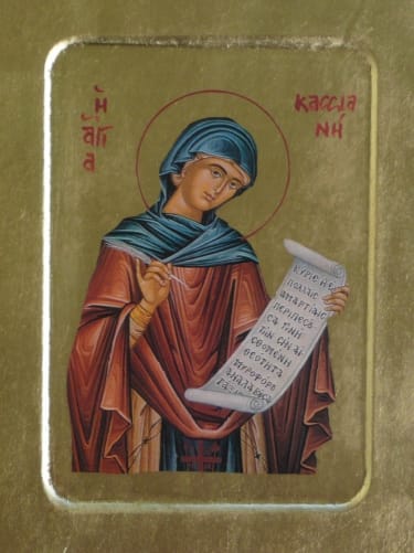 Icon of Cassia (our Viten icon, newly created by the Romanian Sucevita Monastery, also shows the life of St. Cassia)