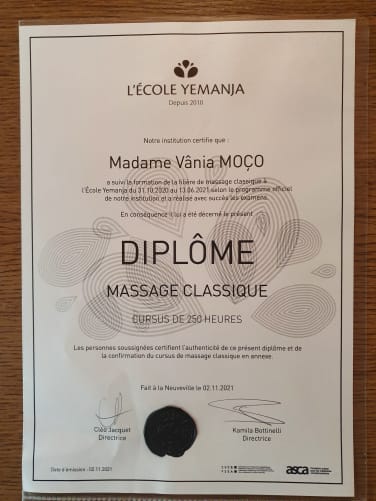 Diplôme de massage classique