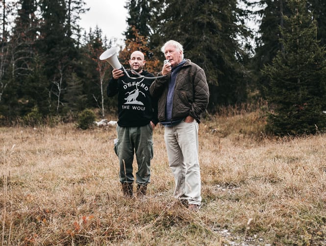 Lors de la manif contre les tirs de loups dans le Jura