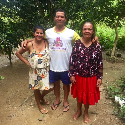 Mr. Bauca with his wife and mother (Beneficiaries): "we are with you!