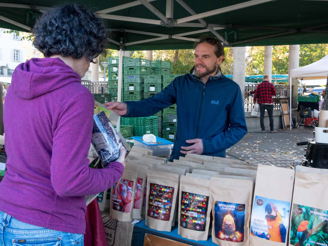 Laurent au marché de Fribourg