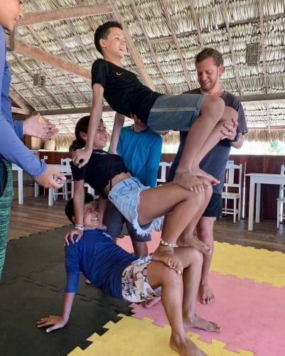 Practicing Acro Yoga